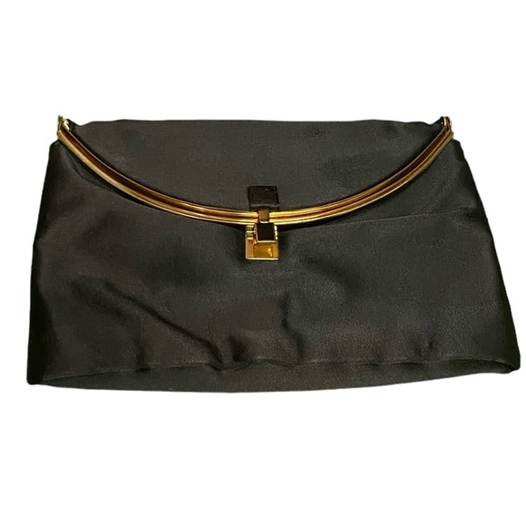 Koret Vintage Satin Black Clutch Purse 1950\'s Era Rare